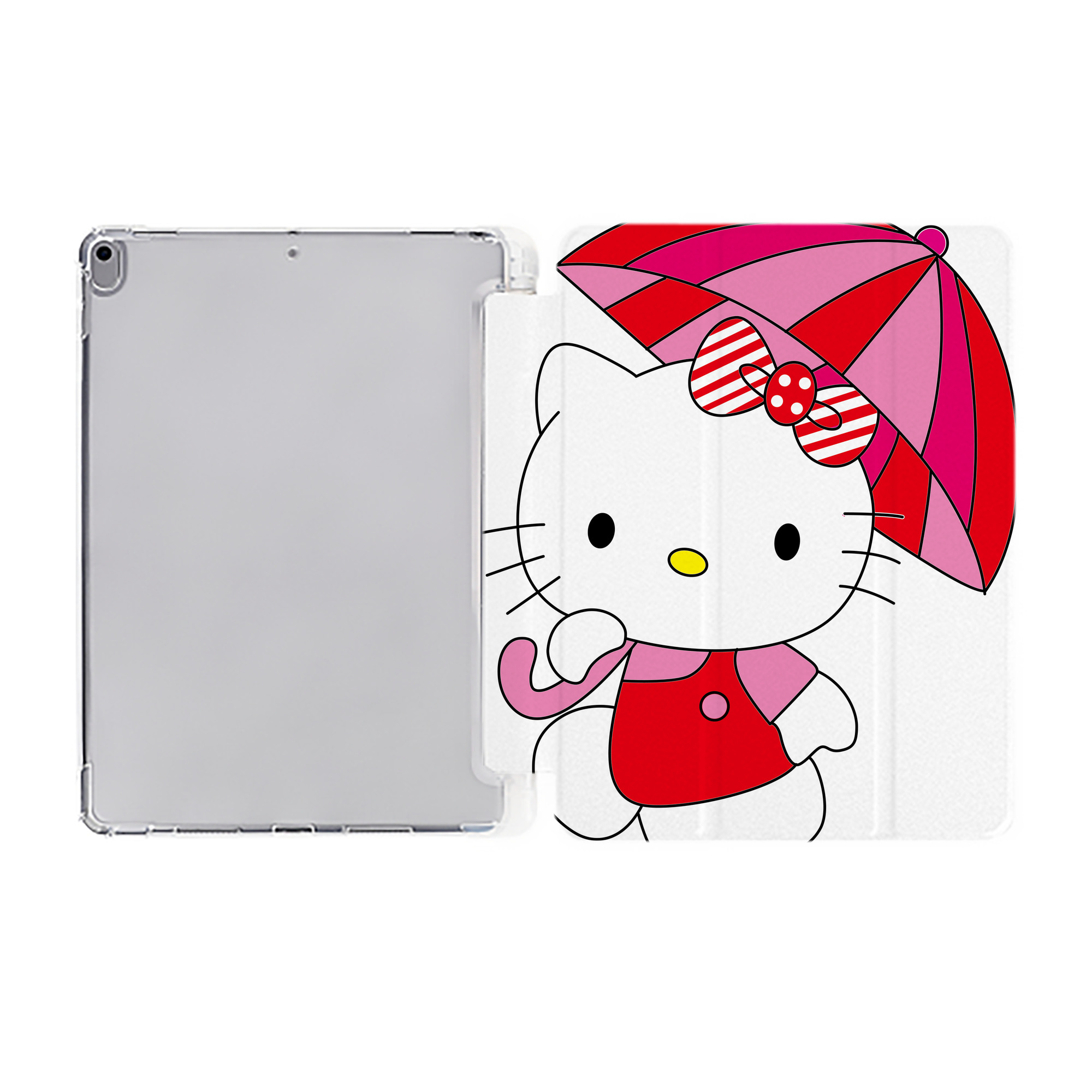（画像用） Hello Kitty ハローキティ IPad ケース ペン収納付き 三つ折りスタンド PUレザー×シリコン 対応機種9.5/10.5/10.9インチ